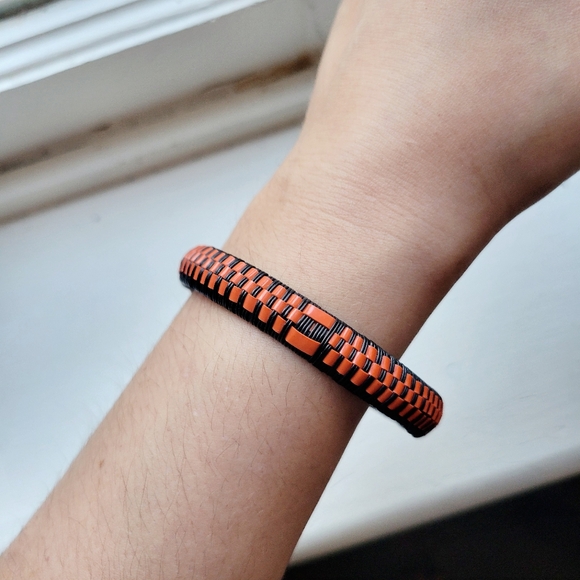 Vintage Classic Black & Orange Woven Weave Bracelet - Picture 5 of 6